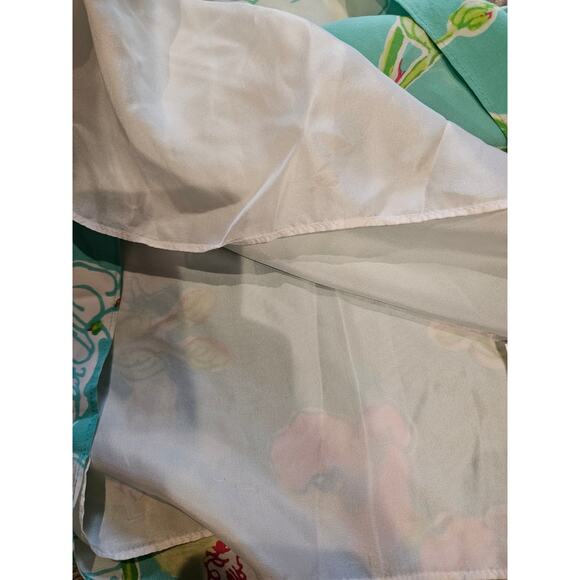 Lilly pulitzer silk tank top blouse sz 8 large bead embellished green tropical - Picture 5 of 6